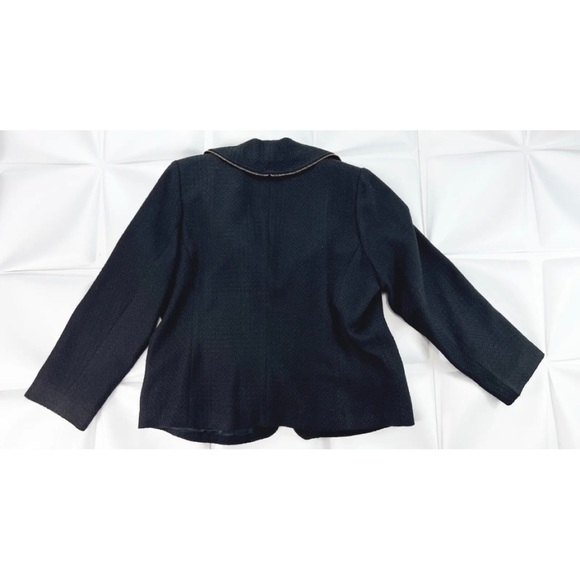 Spanner Sz 16 Black Ruffled Collar Full Zip Up Jacket Light Coat Womens RARE - Picture 6 of 9